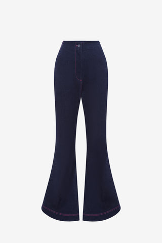 Exclusive LEO LIN Maya Denim Flared Jeans - Indigo