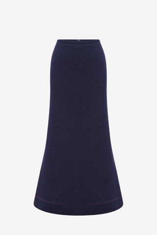 Exclusive LEO LIN Roxanne Denim Maxi Skirt - Indigo
