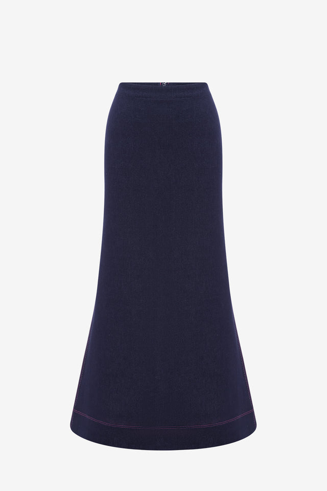 Exclusive LEO LIN Roxanne Denim Maxi Skirt - Indigo