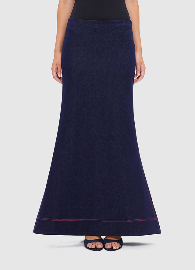 Exclusive Leo Lin Roxanne Denim Maxi Skirt - Indigo