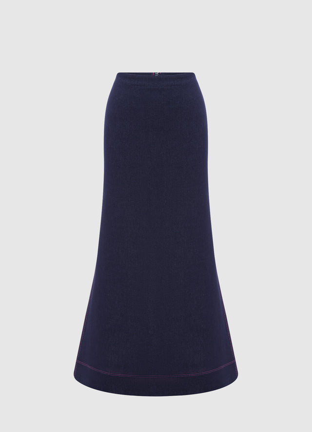 Exclusive Leo Lin Roxanne Denim Maxi Skirt - Indigo