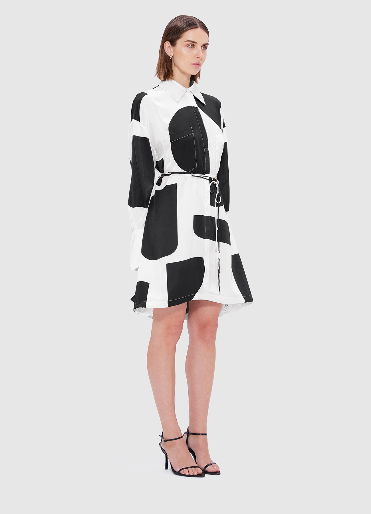 【Leo Lin】Elysia Shirt Mini Dress Elysia Shirt Mini Dress - Geo Print | LEO LIN® Official Website