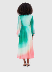 Exclusive Leo Lin Cassie Tie Neck Midi Dress - Whimsical