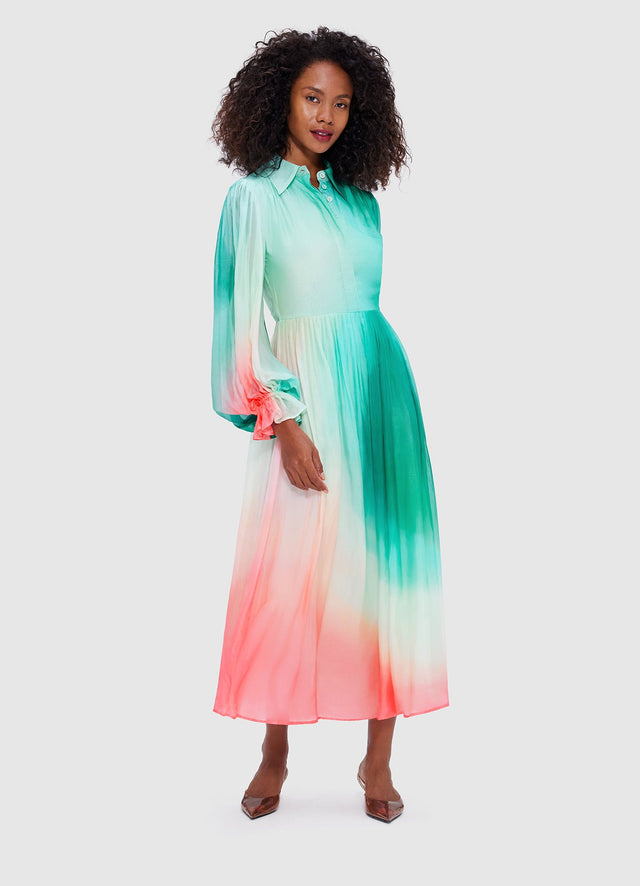 Exclusive Leo Lin Cassie Tie Neck Midi Dress - Whimsical