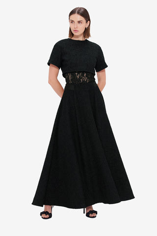 Exclusive LEO LIN Indie Tweed Sleeve Top - Ebony