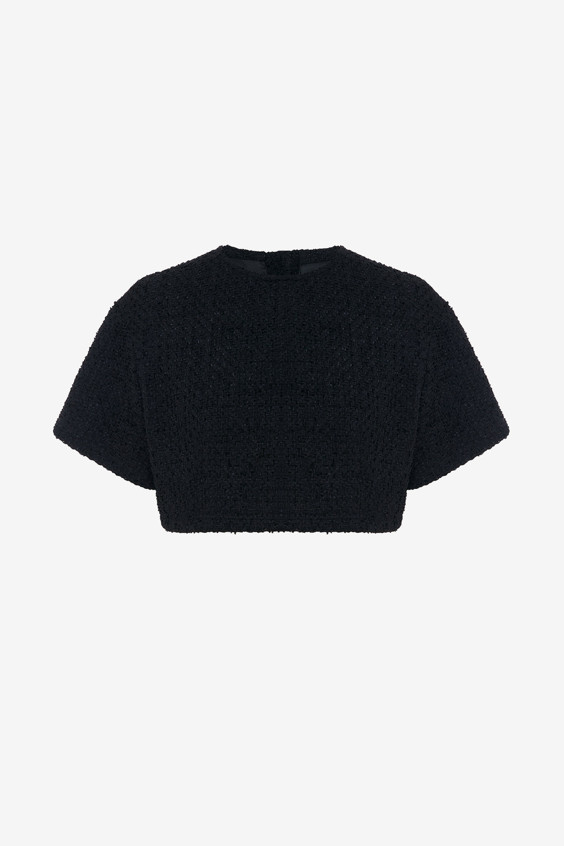 Exclusive LEO LIN Indie Tweed Sleeve Top - Ebony