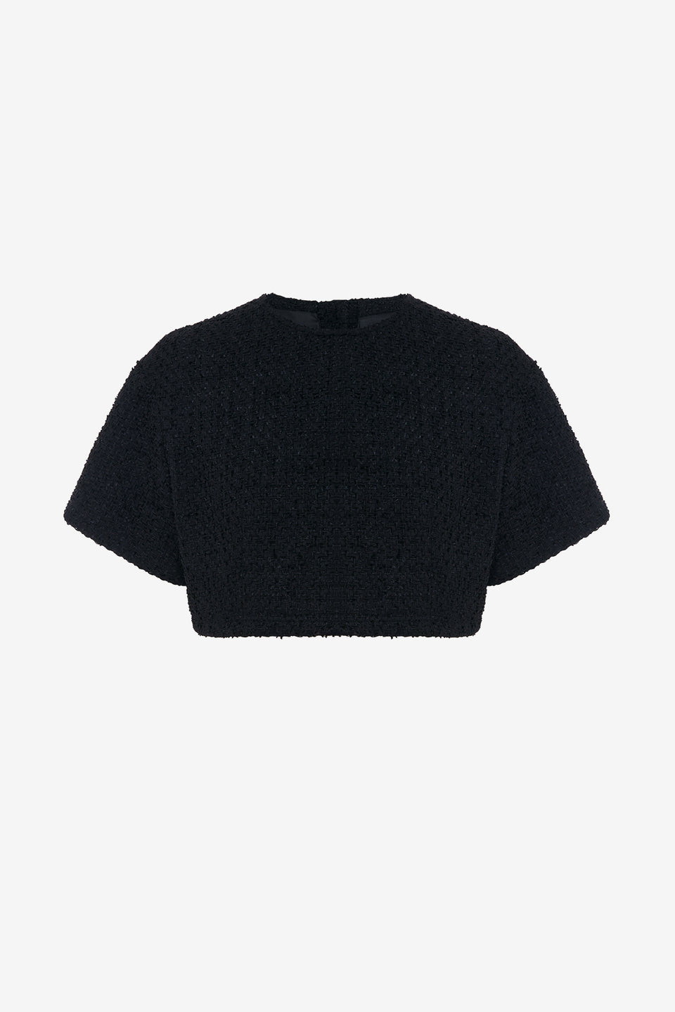 Exclusive LEO LIN Indie Tweed Sleeve Top - Ebony