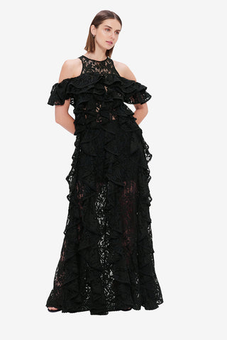 Exclusive LEO LIN Lori Lace Maxi Dress - Ebony