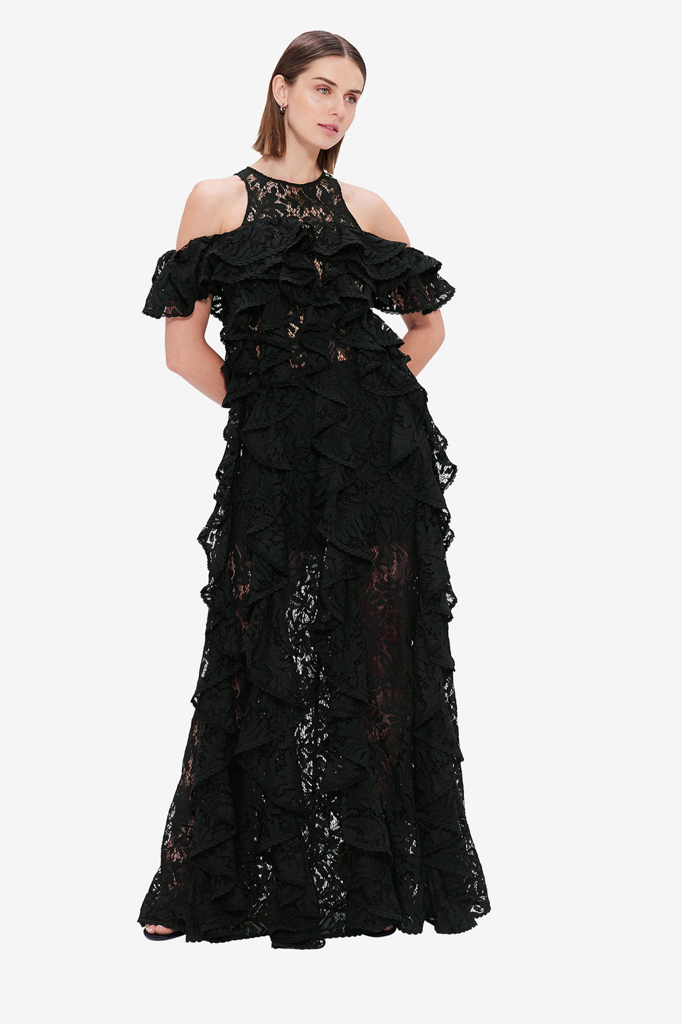 Exclusive LEO LIN Lori Lace Maxi Dress - Ebony