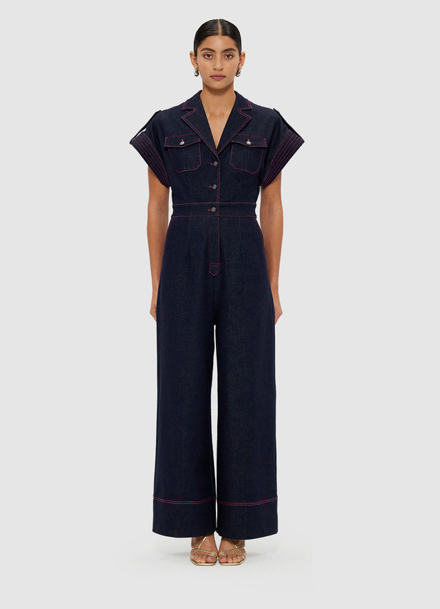 Jacie Shirt Denim Jumpsuit - Indigo