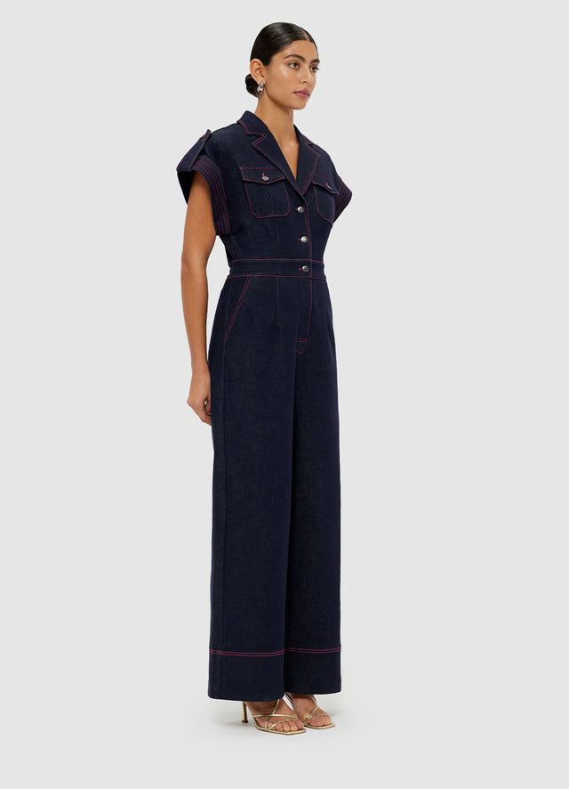 Jacie Shirt Denim Jumpsuit - Indigo