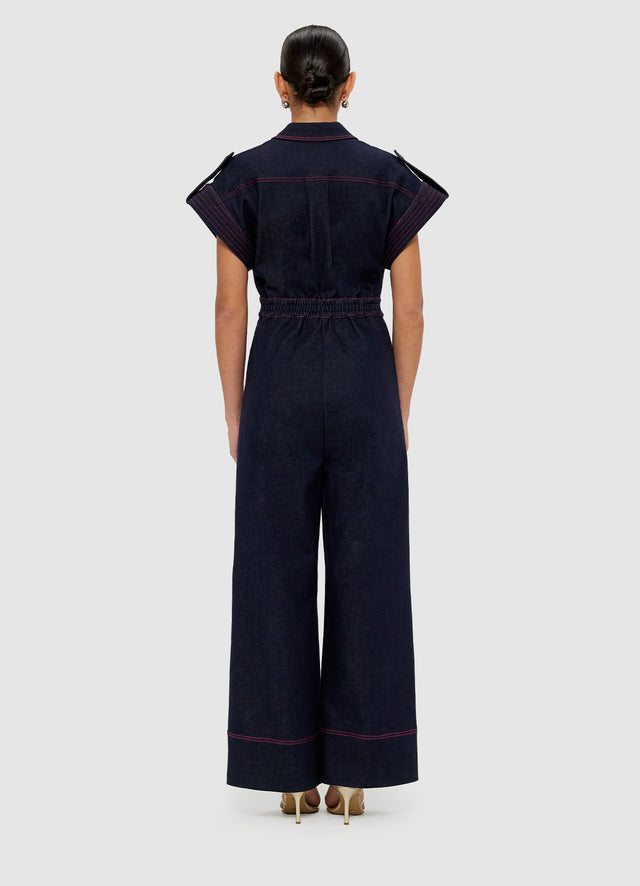 Jacie Shirt Denim Jumpsuit - Indigo