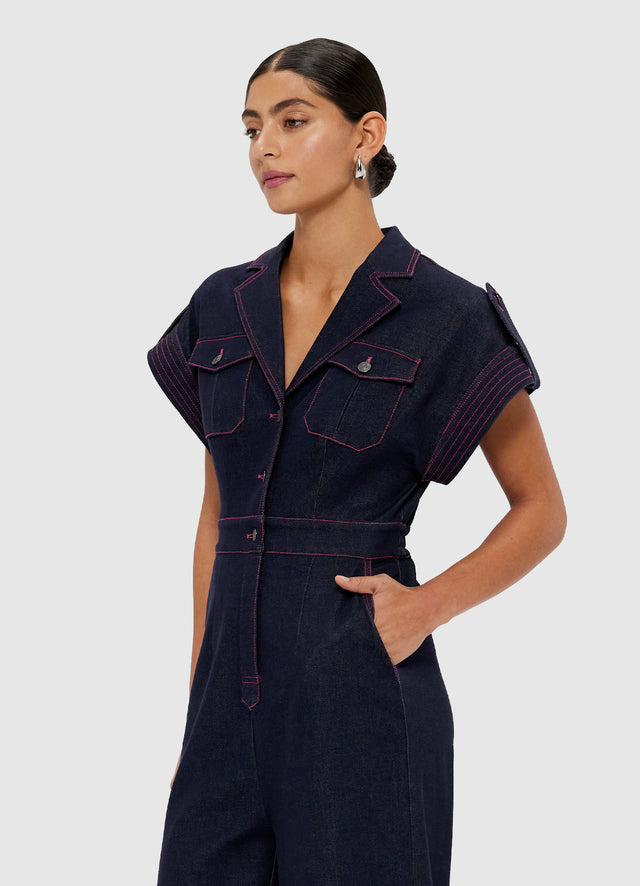 Jacie Shirt Denim Jumpsuit - Indigo