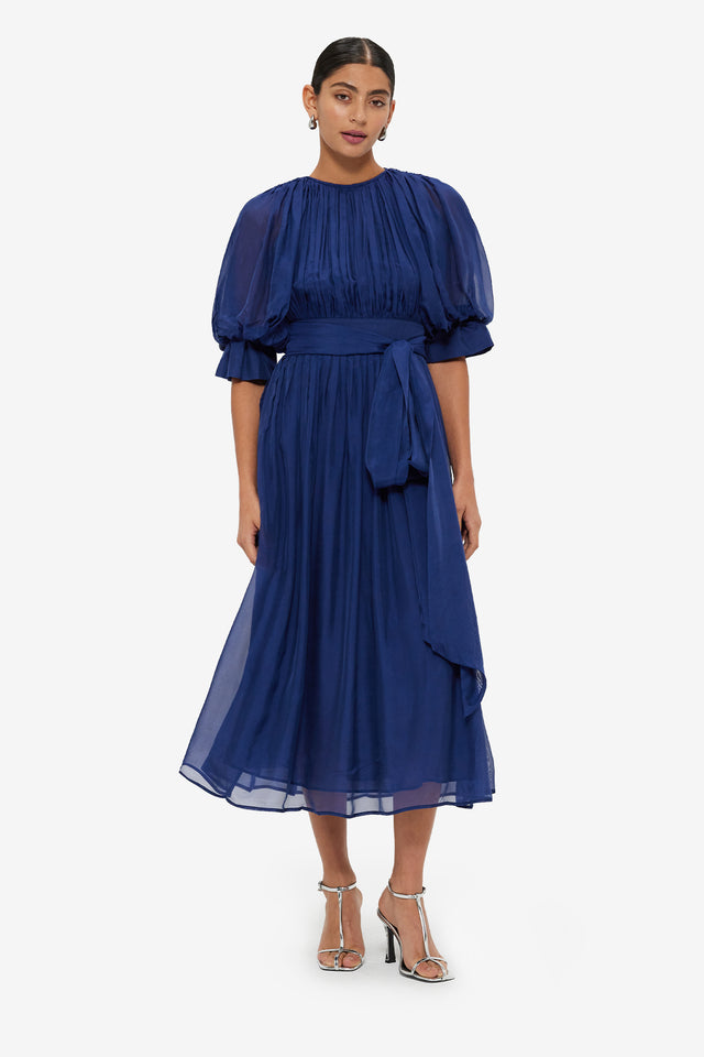 Exclusive LEO LIN Emma Midi Dress - Oxford Blue