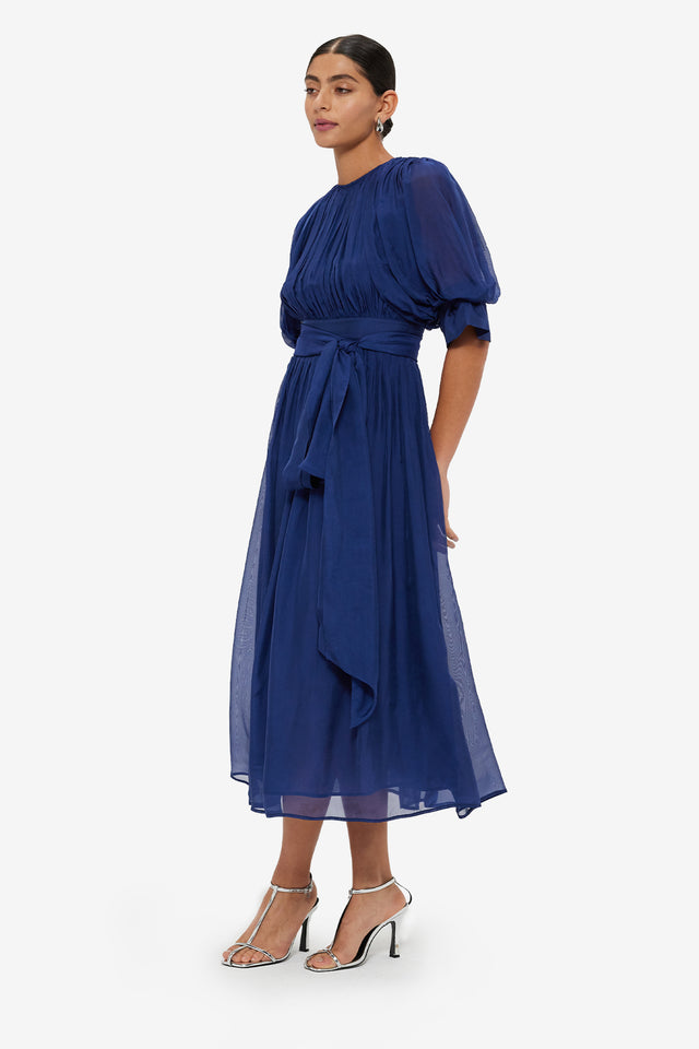 Exclusive LEO LIN Emma Midi Dress - Oxford Blue