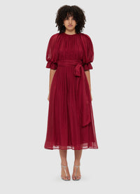 Emma Midi Dress - Burgundy