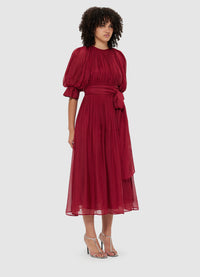 Emma Midi Dress - Burgundy