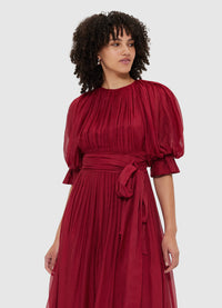 Emma Midi Dress - Burgundy