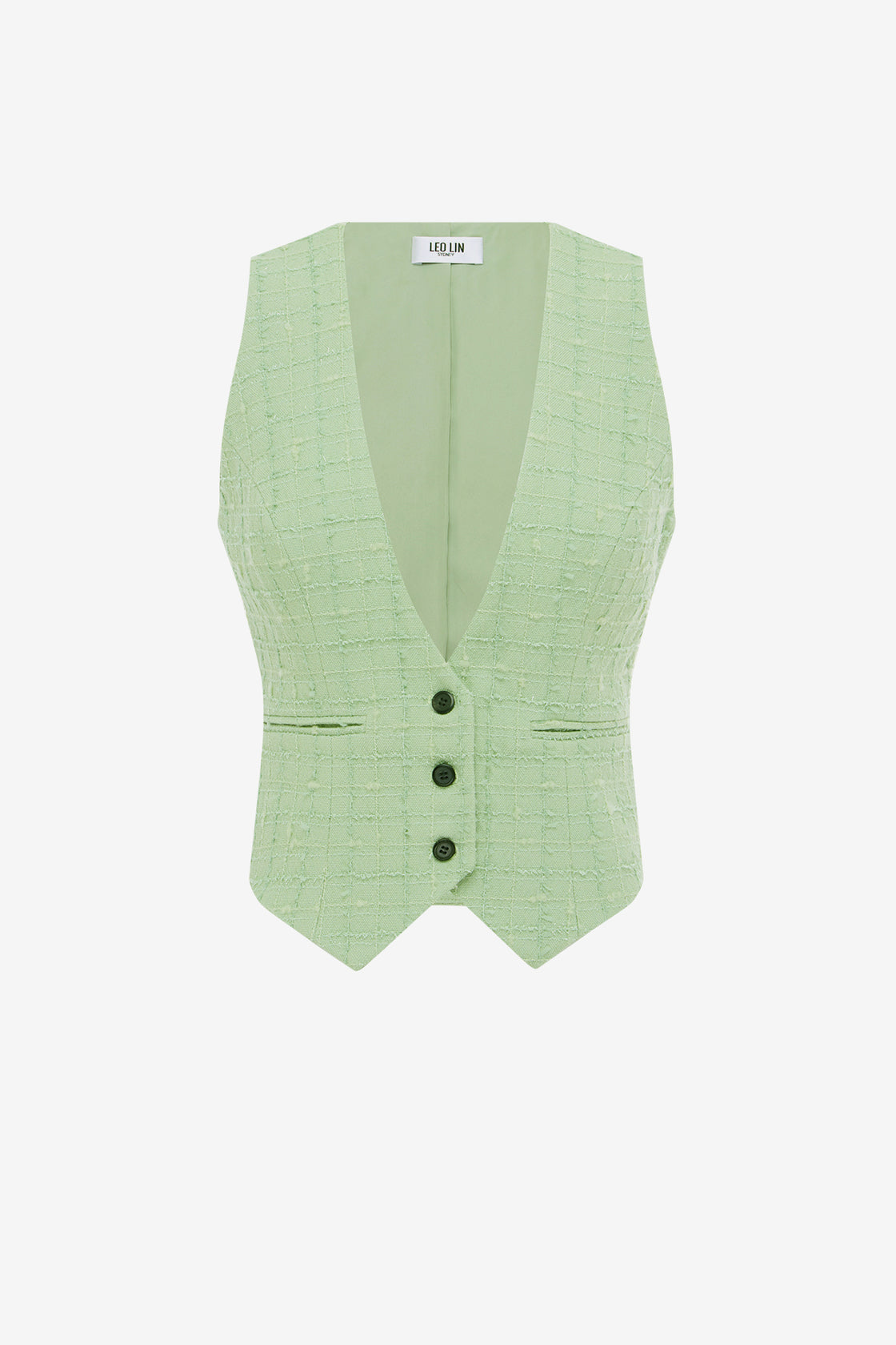 Exclusive LEO LIN Anna-May Tweed Vest - Caledon Green