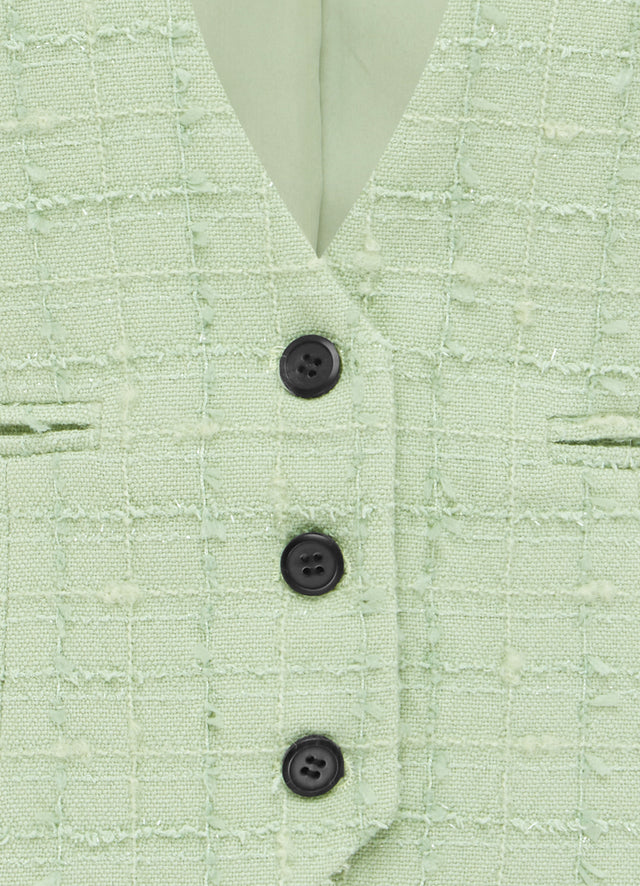 Exclusive LEO LIN Anna-May Tweed Vest - Caledon Green