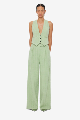 Elisha Tweed Wide Leg Pants - Caledon Green