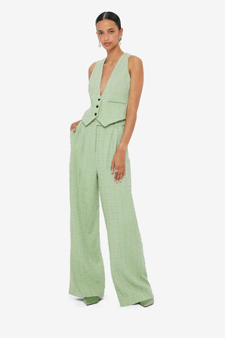 Elisha Tweed Wide Leg Pants - Caledon Green