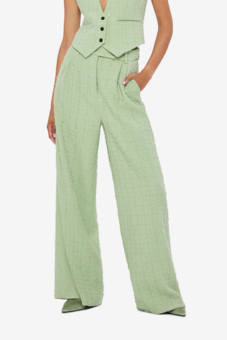 Elisha Tweed Wide Leg Pants - Caledon Green