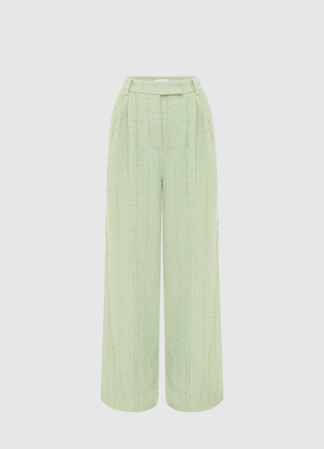 Exclusive LEO LIN Elisha Tweed Wide Leg Pants - Caledon Green