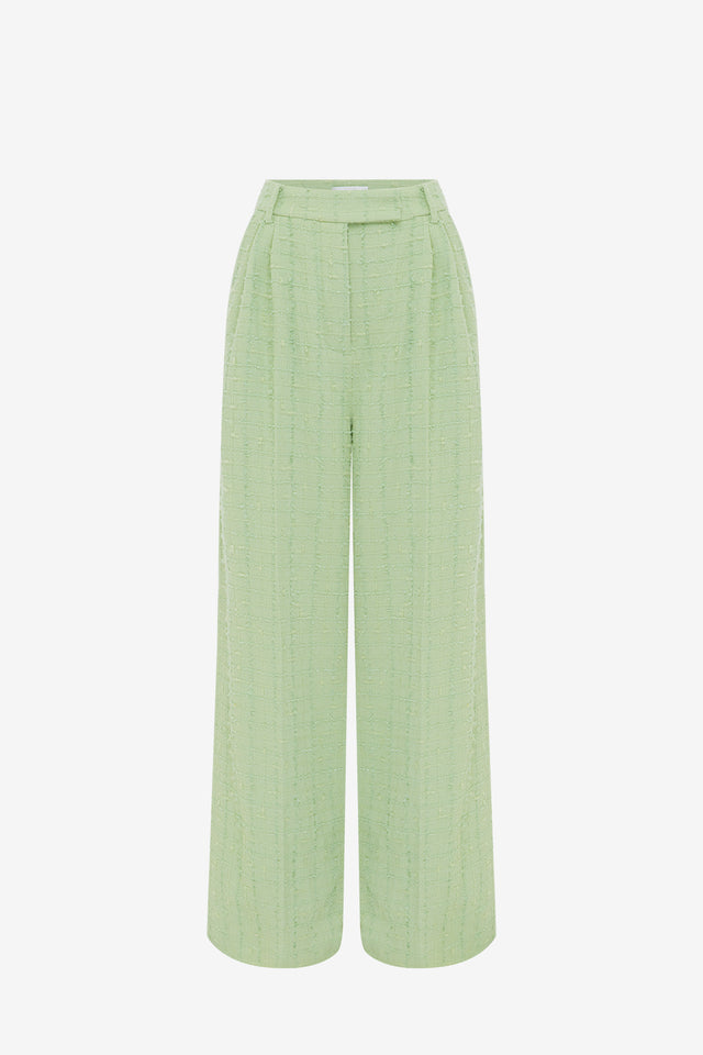 Exclusive LEO LIN Elisha Tweed Wide Leg Pants - Caledon Green
