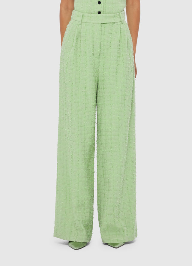 Exclusive LEO LIN Elisha Tweed Wide Leg Pants - Caledon Green