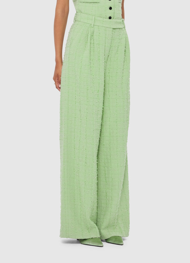Exclusive LEO LIN Elisha Tweed Wide Leg Pants - Caledon Green