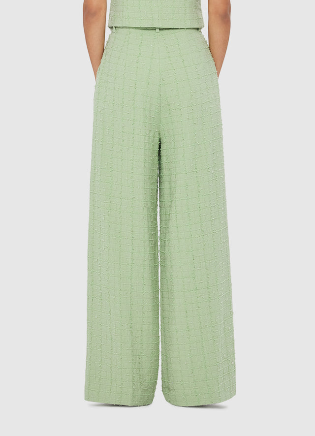 Elisha Tweed Wide Leg Pants - Caledon Green