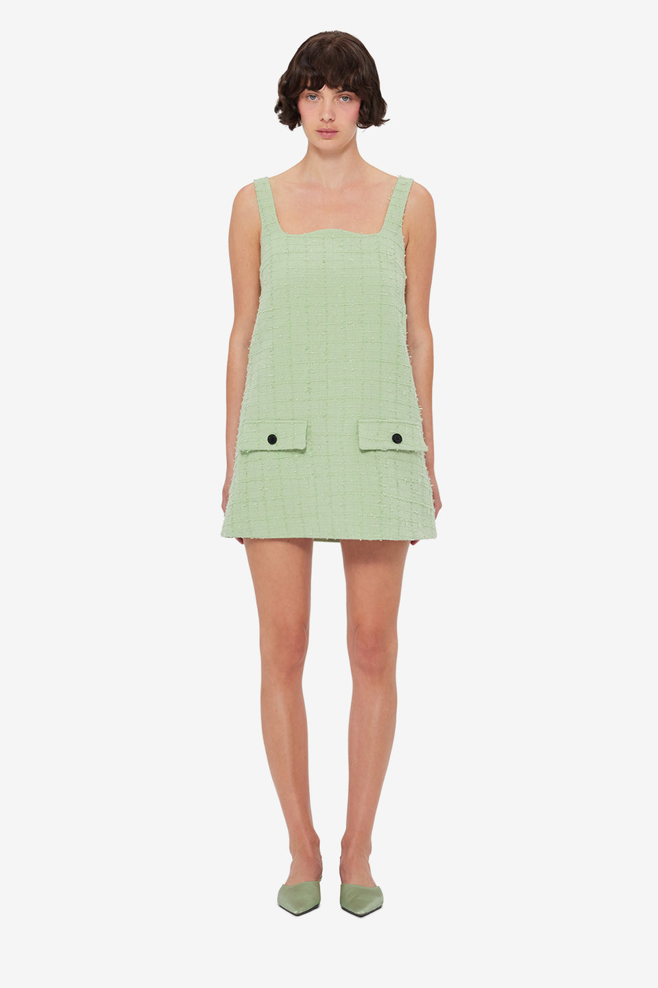 Kira Tweed Mini Dress - Caledon Green