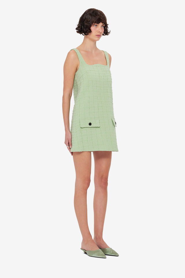Kira Tweed Mini Dress - Caledon Green