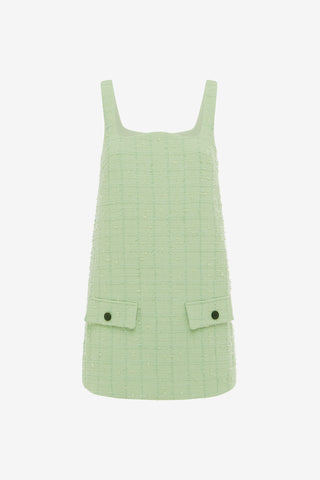 Exclusive LEO LIN Kira Tweed Mini Dress - Caledon Green