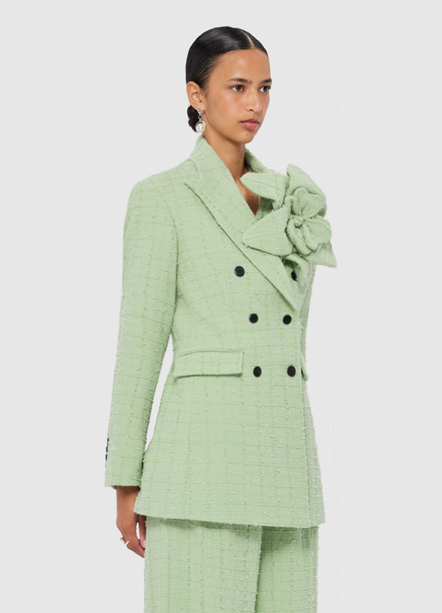 Exclusive LEO LIN Jazlyn Tweed Blazer - Caledon Green