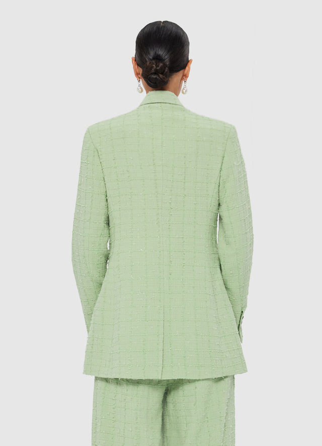 Exclusive LEO LIN Jazlyn Tweed Blazer - Caledon Green