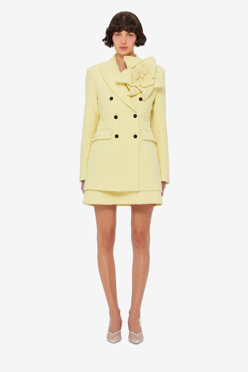 Jazlyn Tweed Blazer - Sorbet Yellow