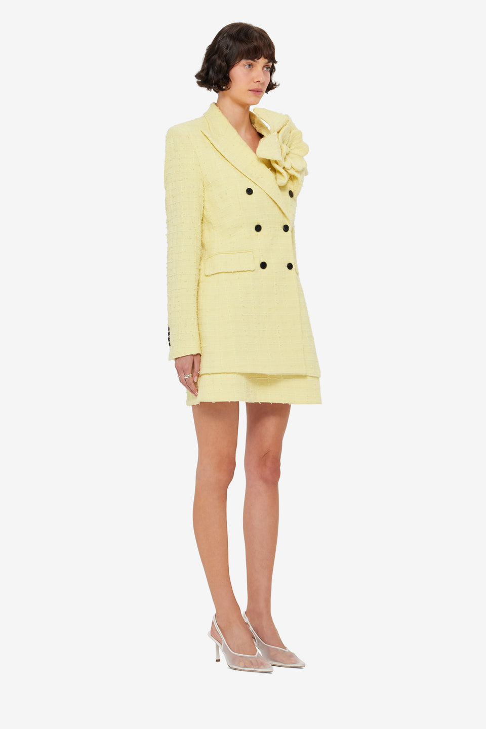 Jazlyn Tweed Blazer - Sorbet Yellow