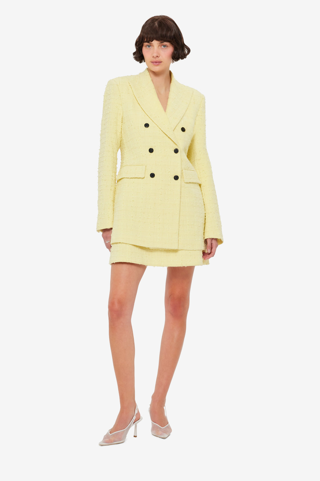 Jazlyn Tweed Blazer - Sorbet Yellow
