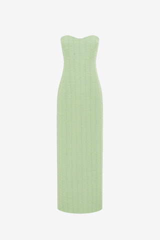 Exclusive LEO LIN Zayna Tweed Bustier Maxi Dress - Caledon Green