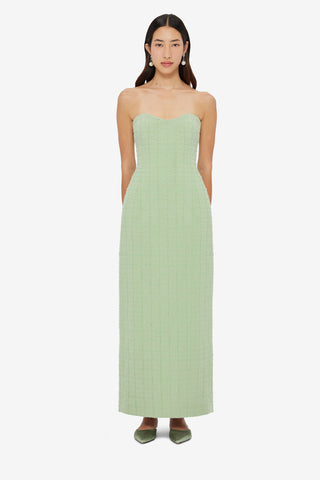 Zayna Tweed Bustier Maxi Dress - Caledon Green