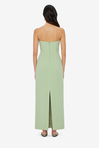 Zayna Tweed Bustier Maxi Dress - Caledon Green