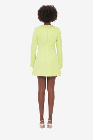 Aliza Long Sleeve Petal Mini Dress - Chartreuse