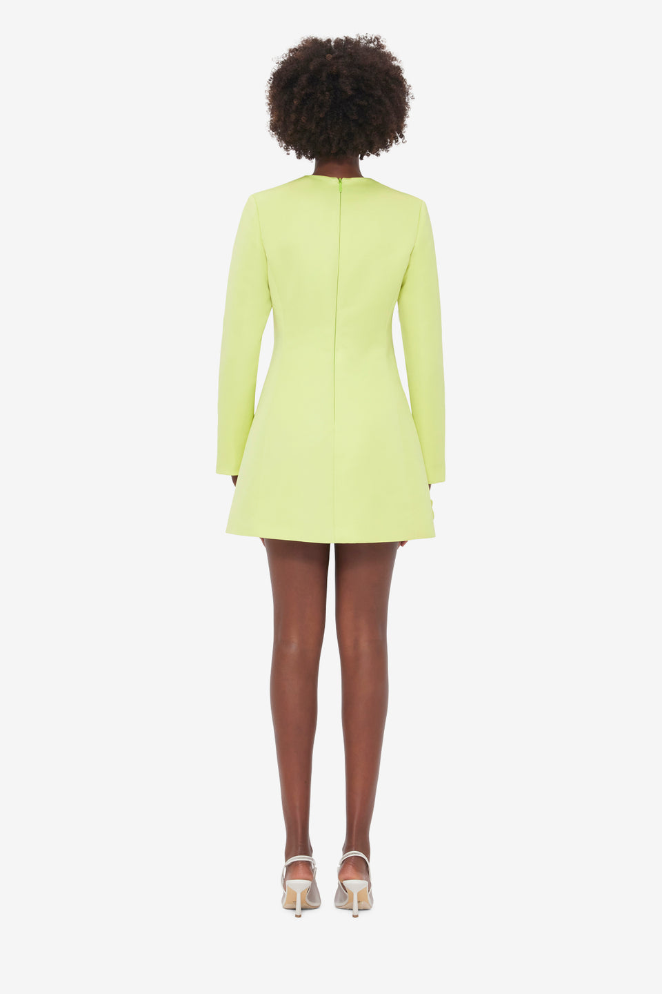 Aliza Long Sleeve Petal Mini Dress - Chartreuse