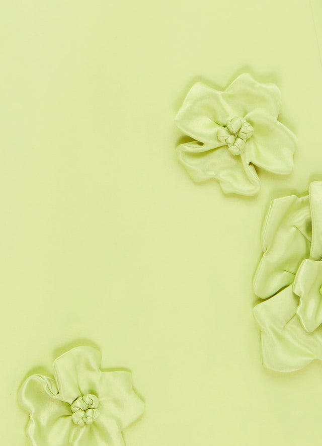Exclusive LEO LIN Aliza Long Sleeve Petal Mini Dress - Chartreuse