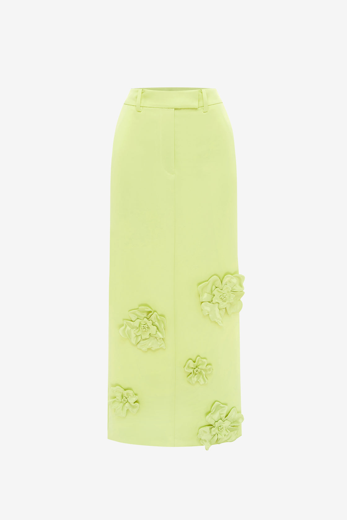 Exclusive LEO LIN Olivia Petal Maxi Skirt - Chartreuse