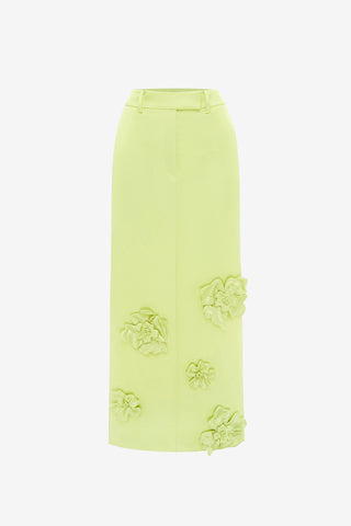 Exclusive LEO LIN Olivia Petal Maxi Skirt - Chartreuse