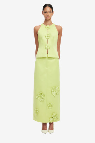 Olivia Petal Maxi Skirt - Chartreuse