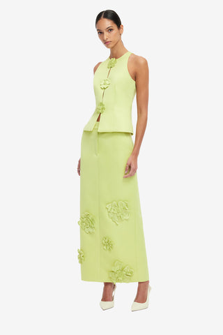 Olivia Petal Maxi Skirt - Chartreuse